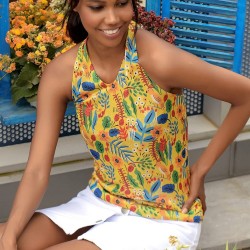 Boyundan Bağlamalı Desenli Bluz Boyundan Bağlamalı Desenli Bluz