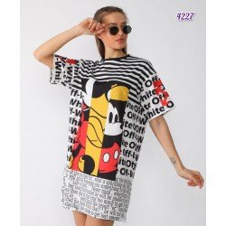 Mickey Off White Mini Elbise