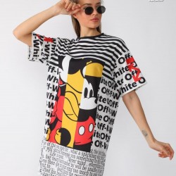 Mickey Off White Mini Elbise