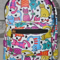 Kedi Desenli Mini Sırt Çantası