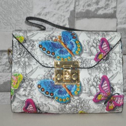 Kelebek Desenli Omuz Çantası