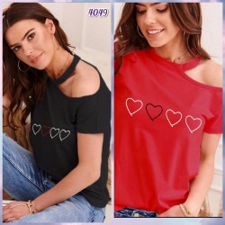 Kalp Detaylı Omuz Tasarım Tshirt Kalp Detaylı Omuz Tasarım Tshirt