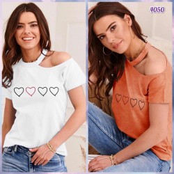 Kalp Detaylı Omuz Tasarım Tshirt Kalp Detaylı Omuz Tasarım Tshirt