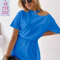 Yaka Tasarım Kuşaklı Elbise Yaka Tasarım Kuşaklı Elbise