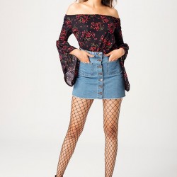 Full Düğmeli Kot Etek