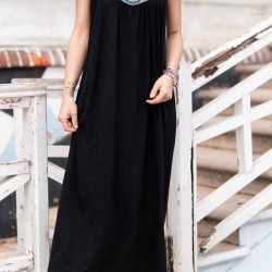 Yaka Nakış Salaş Elbise 