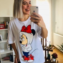Mickey Taş Detay Salaş Tshirt Mickey Taş Detay Salaş Tshirt