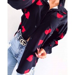 Kalp Desenli Crep Gömlek Kalp Desenli Crep Gömlek