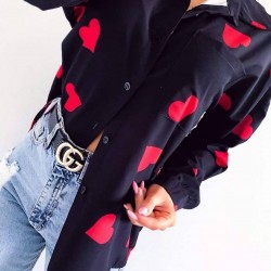 Kalp Desenli Crep Gömlek Kalp Desenli Crep Gömlek