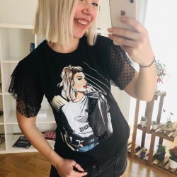 Puan Kollu Baskı Tshirt