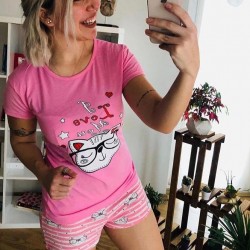 Kedi desenli ikili takım