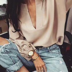 Yaka Detay Crep Bluz