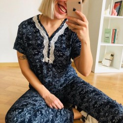 Dantel Yaka Pijama Takımı