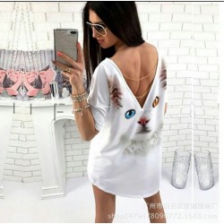 Kedi Desenli Salaş Tshirt Kedi Desenli Salaş Tshirt