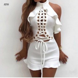 Kuşgözü detay volan elbise Kuşgözü detay volan elbise