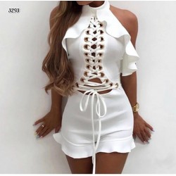 Kuşgözü detay volan elbise Kuşgözü detay volan elbise