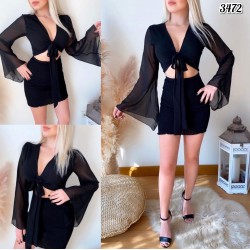 Gipeli şifon etek bluz takım