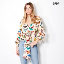Kelebek desen bağlamalı bluz