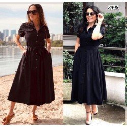 Düğme kuşak detay gömlek elbise Düğme kuşak detay gömlek elbise