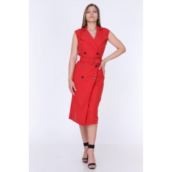 Atlas Kumaş Kemerli Ceket Elbise Atlas Kumaş Kemerli Ceket Elbise