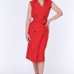 Atlas Kumaş Kemerli Ceket Elbise Atlas Kumaş Kemerli Ceket Elbise