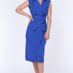 Atlas Kumaş Kemerli Ceket Elbise