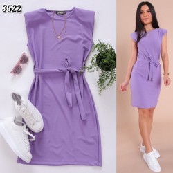 Lila kuşaklı viscon elbise