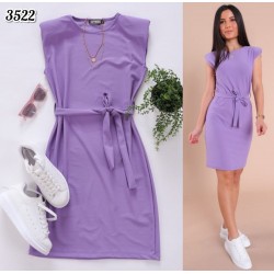 Lila kuşaklı viscon elbise