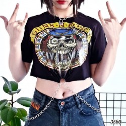 Guns N Rose zincirli crop bluz Guns N Rose zincirli crop bluz