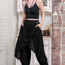 Düğme Detay Şalvar Pantolon