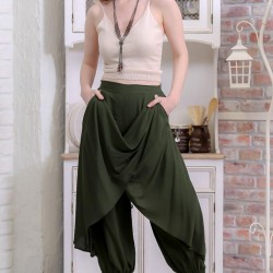 Düğme Detay Şalvar Pantolon