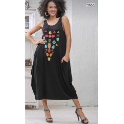 Nakış Detay Cepli Elbise