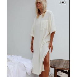 Yırtmaç Detay Cepli Salaş Elbise