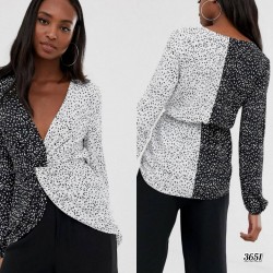 Siyah Beyaz Leopar Desen Bluz Siyah Beyaz Leopar Desen Bluz