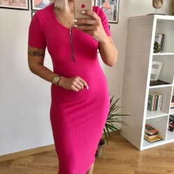 Fermuarlı kaşkorse pembe elbise Fermuarlı kaşkorse pembe elbise