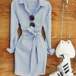 Çizgili Gömlek Elbise Çizgili Gömlek Elbise