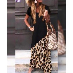 Eteği leopar salaş elbise