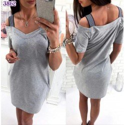 Gri askı detay basic elbise Gri askı detay basic elbise