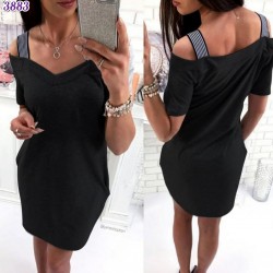 Askı Lastikli Mini Elbise