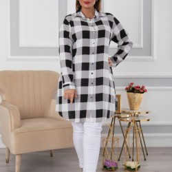 Kol apoletli ekose tunik gömlek Kol apoletli ekose tunik gömlek