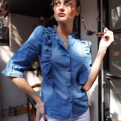 Volan Detay Jean Gömlek Volan Detay Jean Gömlek