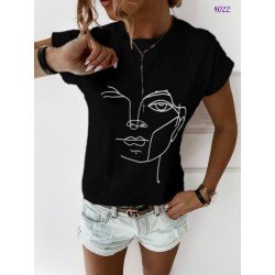 Face Detay Siyah Tshırt