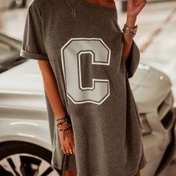 Harf Detaylı Tunik Tshirt Harf Detaylı Tunik Tshirt
