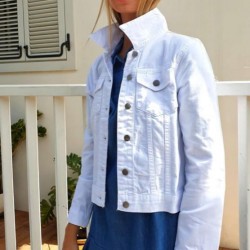 Likralı Beyaz Jean Ceket Likralı Beyaz Jean Ceket
