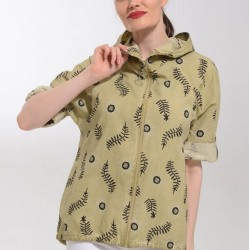Yaprak Desen Kapşonlu Ceket Yaprak Desen Kapşonlu Ceket