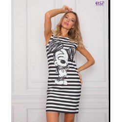 Mickey Çizgili Mini Elbise