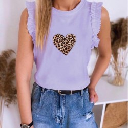 Kol Fırfırlı Kalp Desen Tshirt Kol Fırfırlı Kalp Desen Tshirt