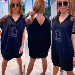 Mickey Taş ve Dantel Detay Mini Elbise