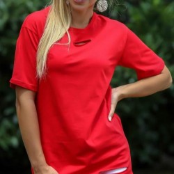 Lazer Yırtma İki İplik Tshirt