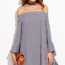 Ekose Detay Madonna Elbise